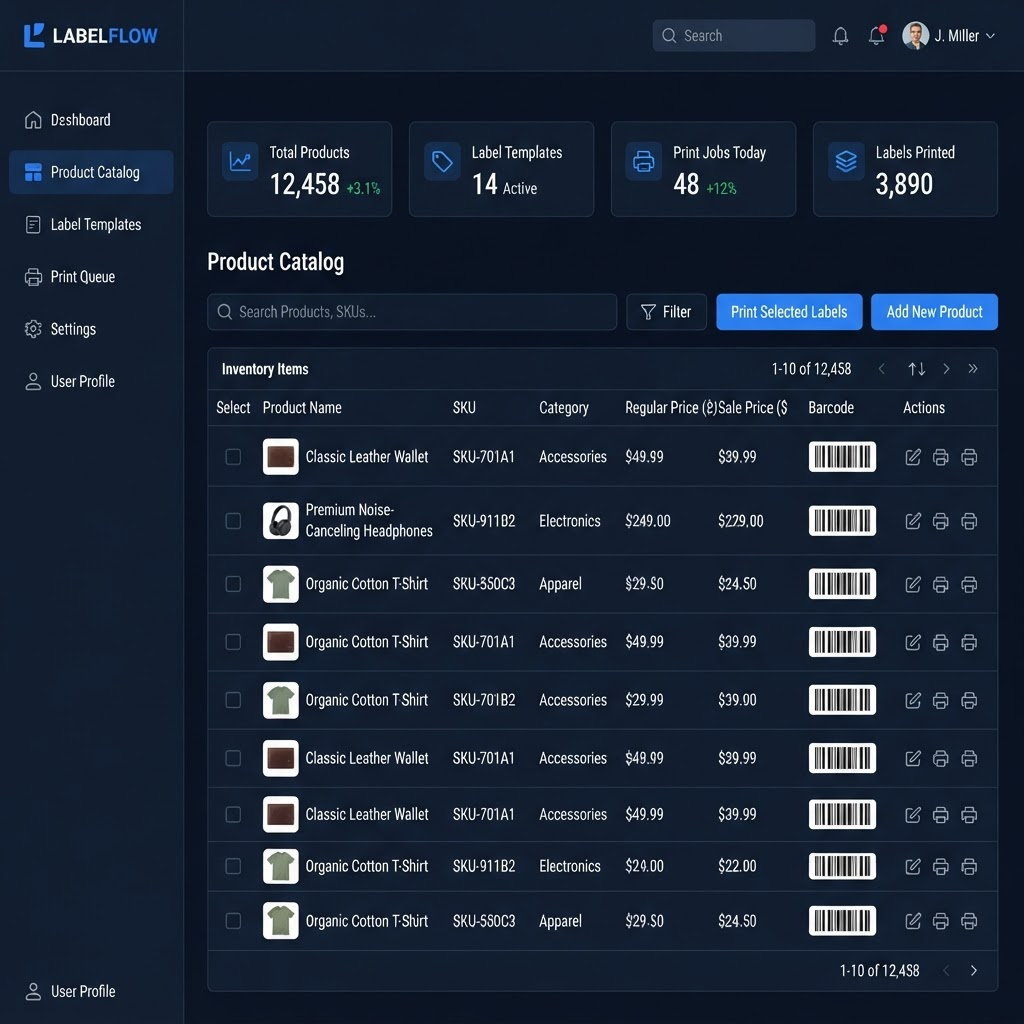 PriceTag Pro product catalog dashboard