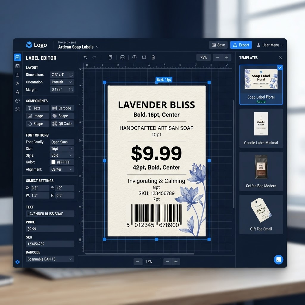 PriceTag Pro label designer interface